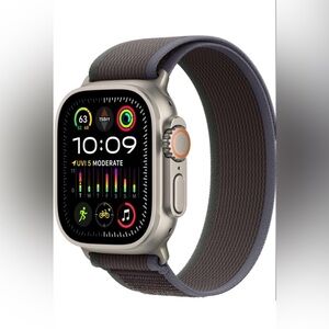 Apple Watch Band - Trail Loop (49mm) - Blue/Black with Titanium Finish - M/L